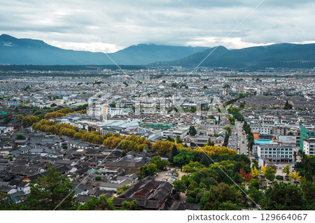 Panoramic View of Lijiang City from Lion Hill, Yunnan Panoramic View of Lijiang City from Lion Hill, Yunnan 129664067