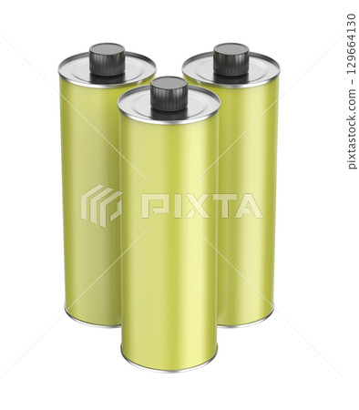 Green round tin bottles for olive oil, motor oil or other liquids 129664130