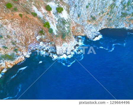 Cliffside forest coastline. High quality photo 129664496