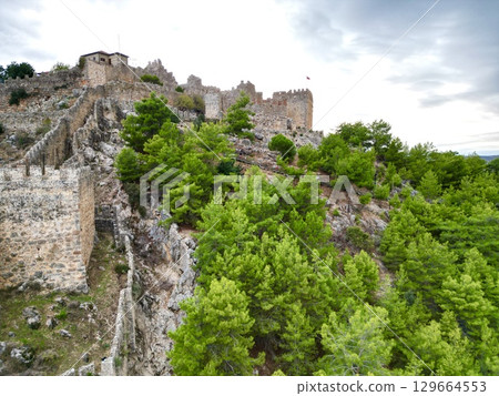fortress on a rock near the sea coast 129664553
