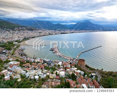 fortress on a rock near the sea coast. High quality photo fortress on a rock near the sea coast. High quality photo 129664563