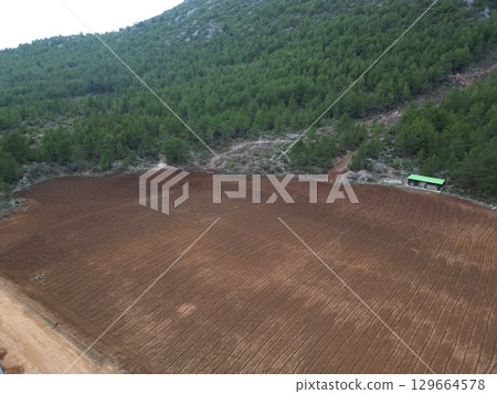 metal pipes lay gas in the mountains. High quality photo 129664578