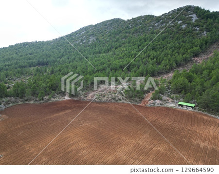 metal pipes lay gas in the mountains. High quality photo metal pipes lay gas in the mountains. High quality photo 129664590