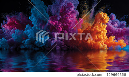 充滿活力的彩色抽象煙霧 129664866