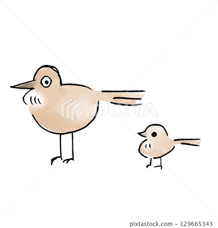 棕色鳥父母和孩子 129665343