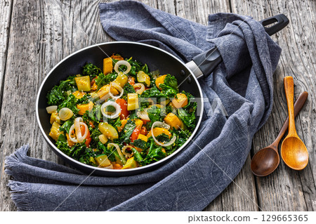 zucchini kale tomato saute sprinkled with sesame zucchini kale tomato saute sprinkled with sesame 129665365