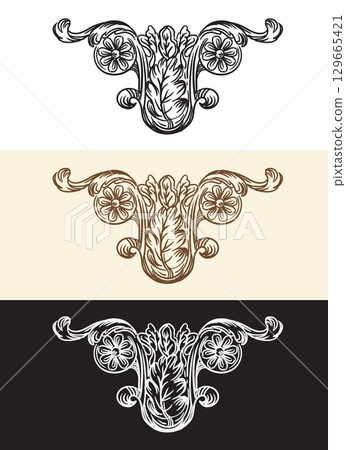 Scroll decorative design element monogram vector illustration 129665421