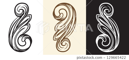 Set of swirl hand drawing design elements illustration 129665422