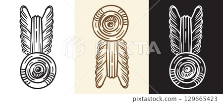 Vertical engraving floral monogram and design element vector 129665423