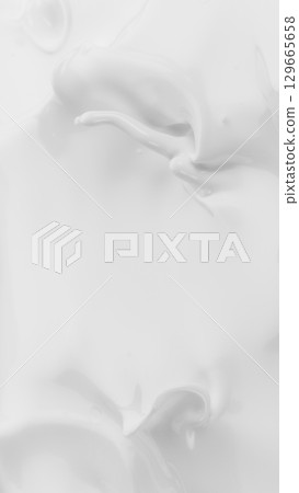 Realistic Shot of a Beauty Cream or Milky Texture. White lotion, Moisturizer, Skin Care Cosmetic Product Smear Background. 129665658