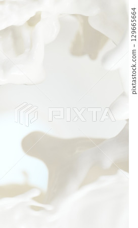 Realistic Shot of a Beauty Cream or Milky Texture. White lotion, Moisturizer, Skin Care Cosmetic Product Smear Background. 129665664