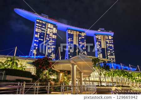新加坡濱海灣金沙的夜景 129665942