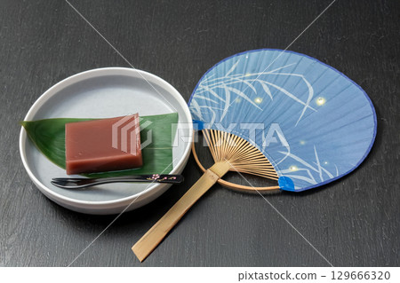 Mizuyokan, a traditional Japanese summer sweet Mizuyokan, a traditional Japanese summer sweet 129666320