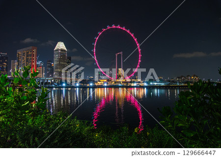 Singapore Flyer, an illuminated Ferris wheel 129666447