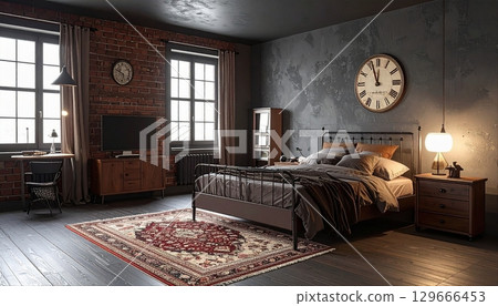 復古現代臥室 129666453