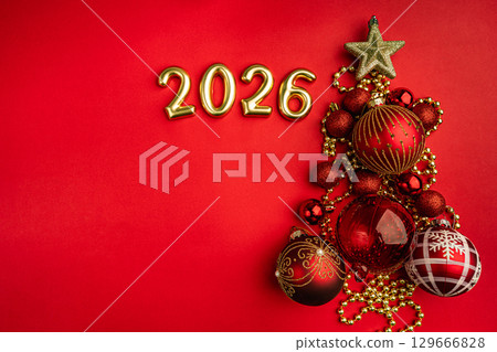Christmas and Happy New background 129666828