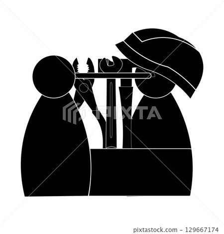 Full tool box silhouette illustration graphic design element 129667174