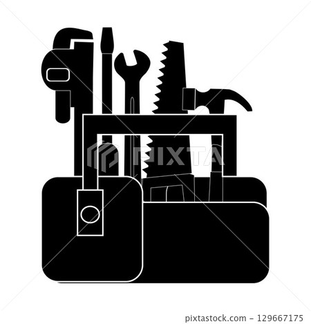 Full tool box silhouette illustration graphic design element Full tool box silhouette illustration graphic design element 129667175