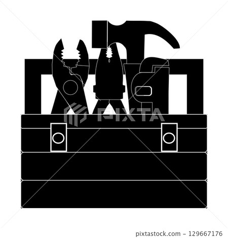 Full tool box silhouette illustration graphic design element Full tool box silhouette illustration graphic design element 129667176