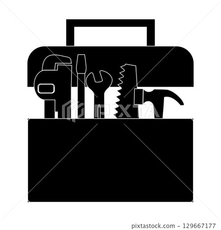 Full tool box silhouette illustration graphic design element Full tool box silhouette illustration graphic design element 129667177