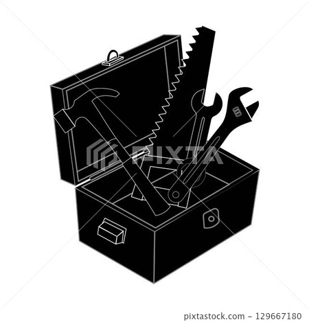 Full tool box silhouette illustration graphic design element 129667180