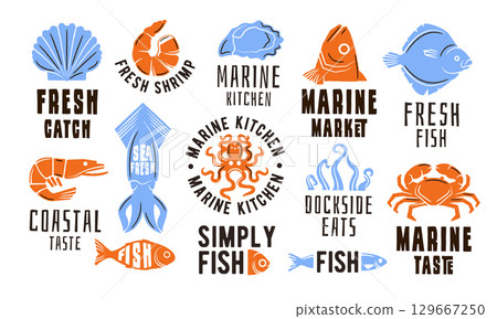 Seafood Logos Collection 129667250