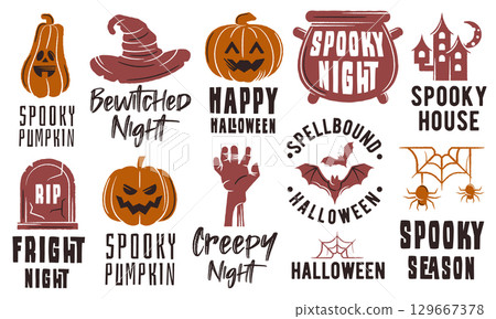Halloween Logo Set 129667378