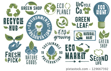 Eco Green Logo Set Eco Green Logo Set 129667392