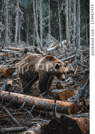 bear forest foreground head camera closeup bear forest foreground head camera closeup 129667474