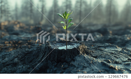 tree stump plant area closeup shot tree stump plant area closeup shot 129667476