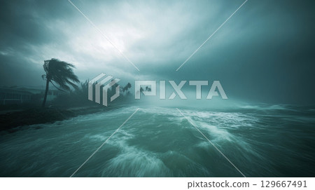 photograph scene sea frothy waves sky photograph scene sea frothy waves sky 129667491