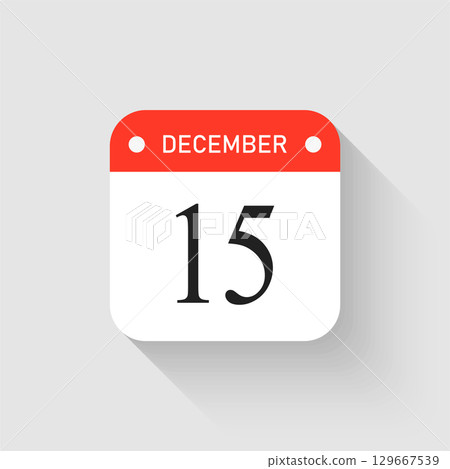 Vector icon page day calendar - 15 December month Vector icon page day calendar - 15 December month 129667539