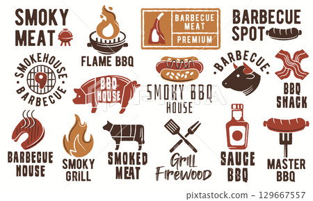 Barbecue Logo Elements Set 129667557