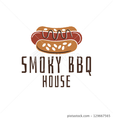 Smoky BBQ House Logo Smoky BBQ House Logo 129667565