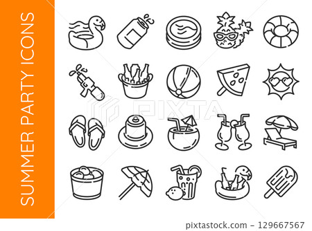 Summer Party Icons Summer Party Icons 129667567