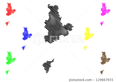 Schaffhausen District (Switzerland, Swiss Confederation, Canton of Schaffhausen or Schaffhouse) map vector illustration, scribble sketch Bezirk map 129667655