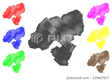 Schleitheim District (Switzerland, Swiss Confederation, Canton of Schaffhausen or Schaffhouse) map vector illustration, scribble sketch Bezirk Schleitheim map 129667657