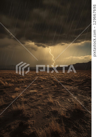 photograph landscape sky foreground sandy terrain 129667698