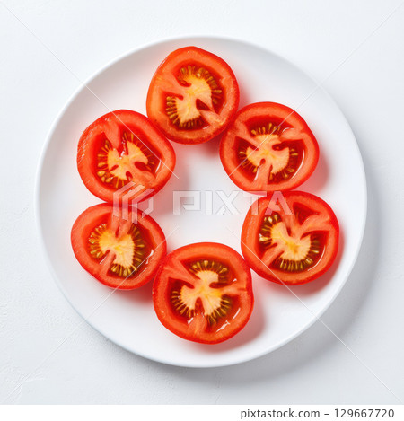 view plate tomatoes pattern seeds topdown view plate tomatoes pattern seeds topdown 129667720