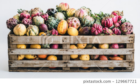 crate fruits vegetables artichokes apples bananas 129667721