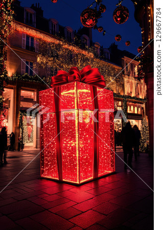 paris nighttime scene city street decorations 129667784