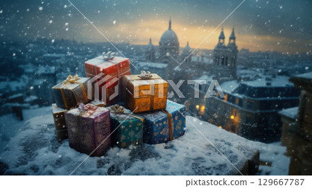 paris photograph cityscape snow dawn dusk 129667787