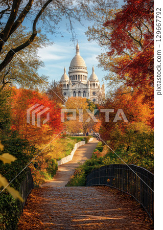 paris scene heart foreground tree background 129667792