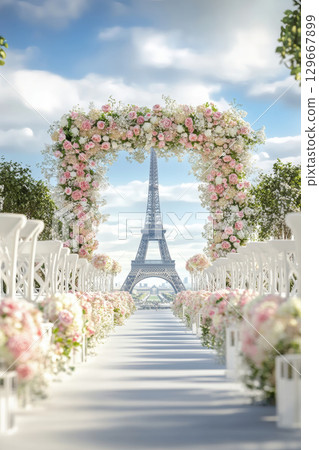 paris portrayal wedding ceremony eiffel tower 129667899