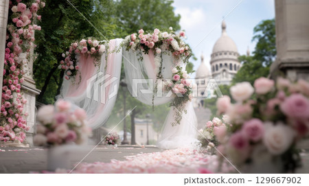 paris flowers petals sides closeup bouquet 129667902