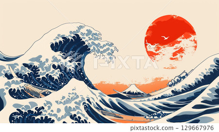 Vector illustration of tide of sea water 129667976