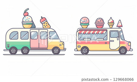 Beautiful ice cream truck vector illustration Beautiful ice cream truck vector illustration 129668066