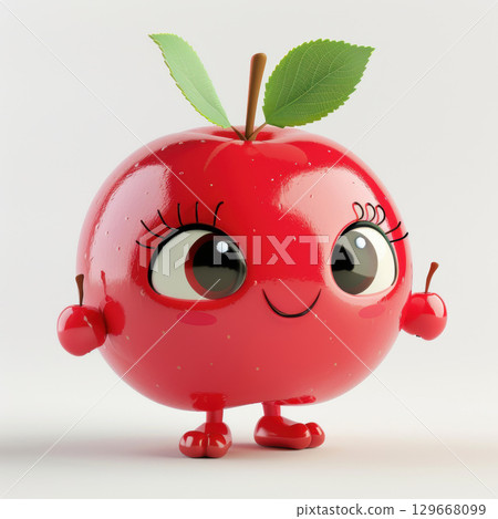 3d apple character leaf background green 129668099