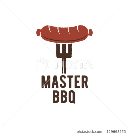 Grilled Sausage BBQ Logo 129668253