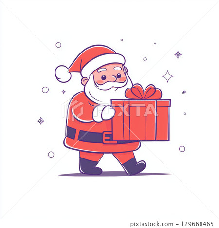 cartoon gift santa claus box carrying 129668465